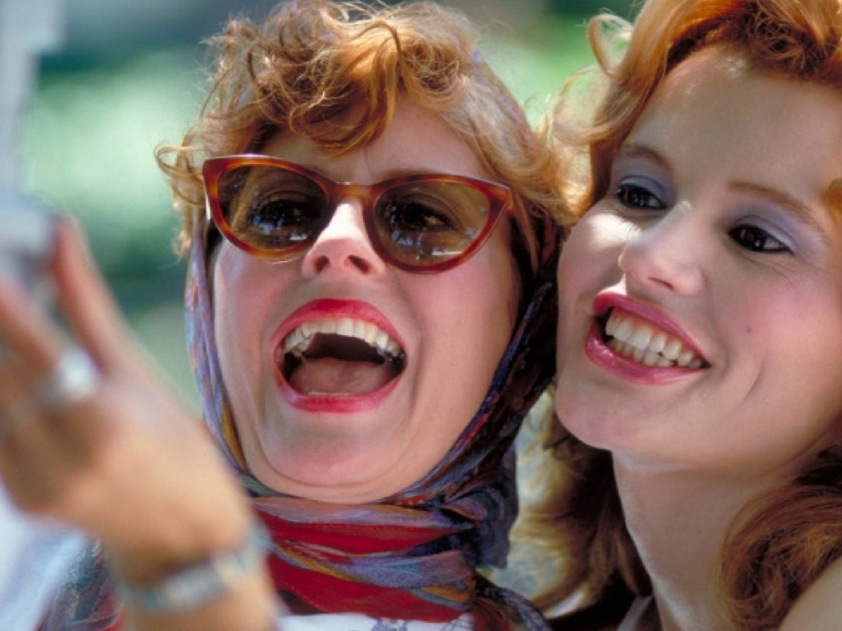 Thelma and Louise cat eye sunglasses silk scarf