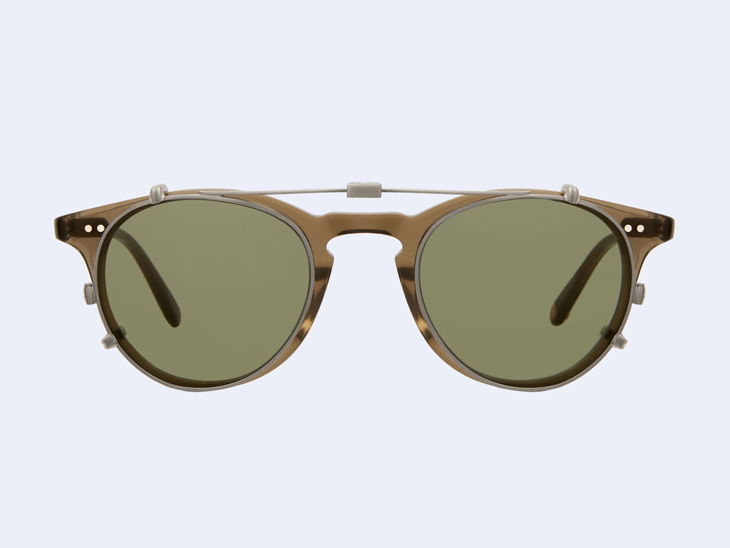 Garrett Leight Winward Clip (Brushed Silver with Green Lens)
