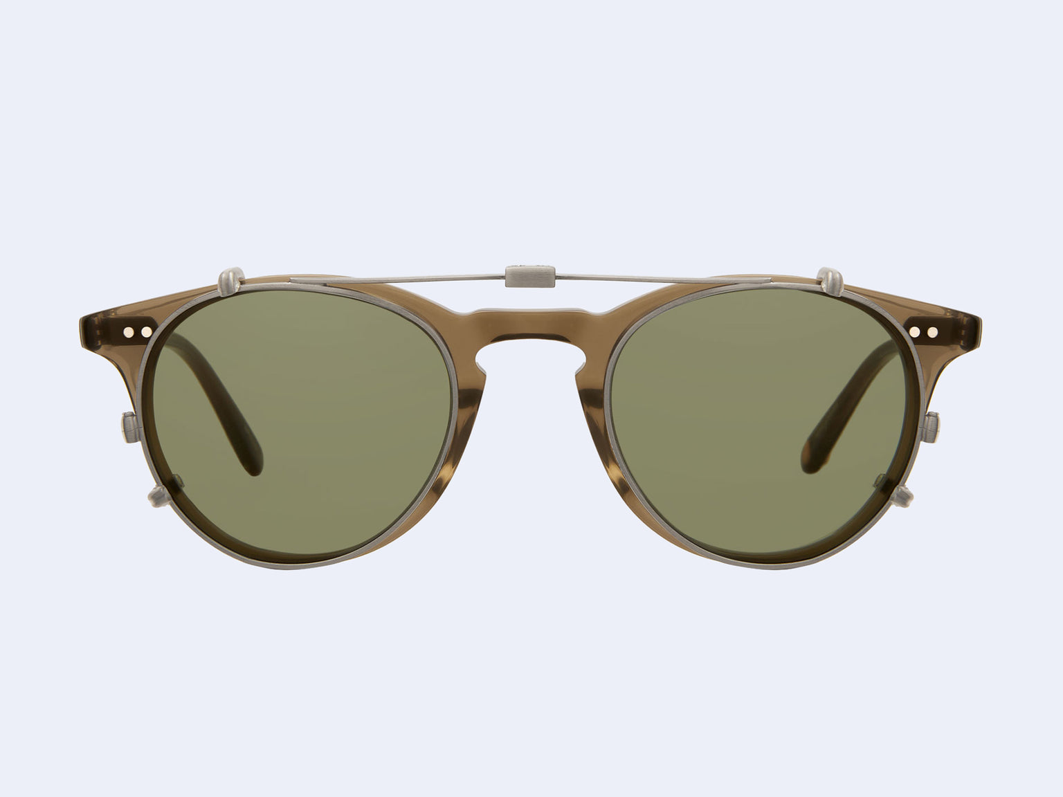 Garrett Leight Winward Clip (Brushed Silver with Green Lens)