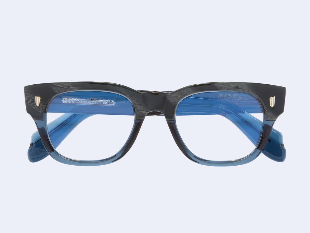 Cutler and Gross 1421 Rectangle (Grey Horn on Blue)