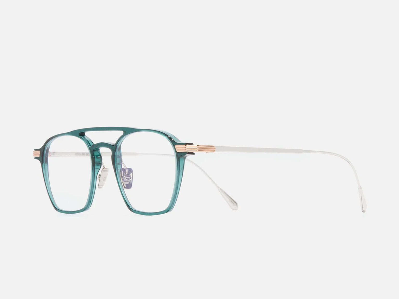 Cutler and Gross 0009 Aviator (Gradient Green on 18K Rose Gold + 18K Rhodium)