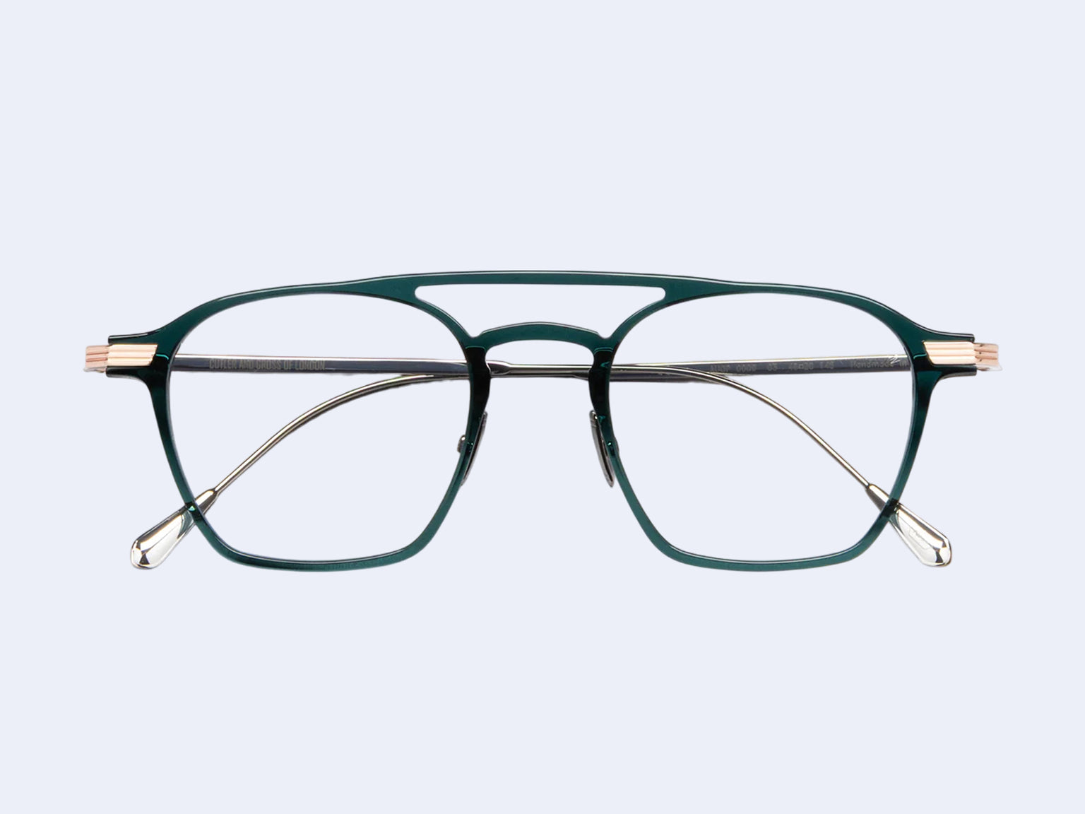 Cutler and Gross 0009 Aviator (Gradient Green on 18K Rose Gold + 18K Rhodium)