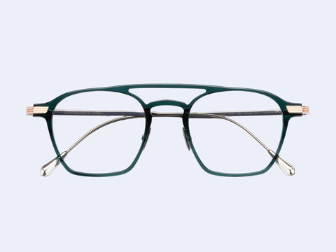 Cutler and Gross 0009 Aviator (Gradient Green on 18K Rose Gold + 18K Rhodium)