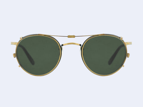 Garrett Leight Wilson Clip (Antique Gold with Green Lens)