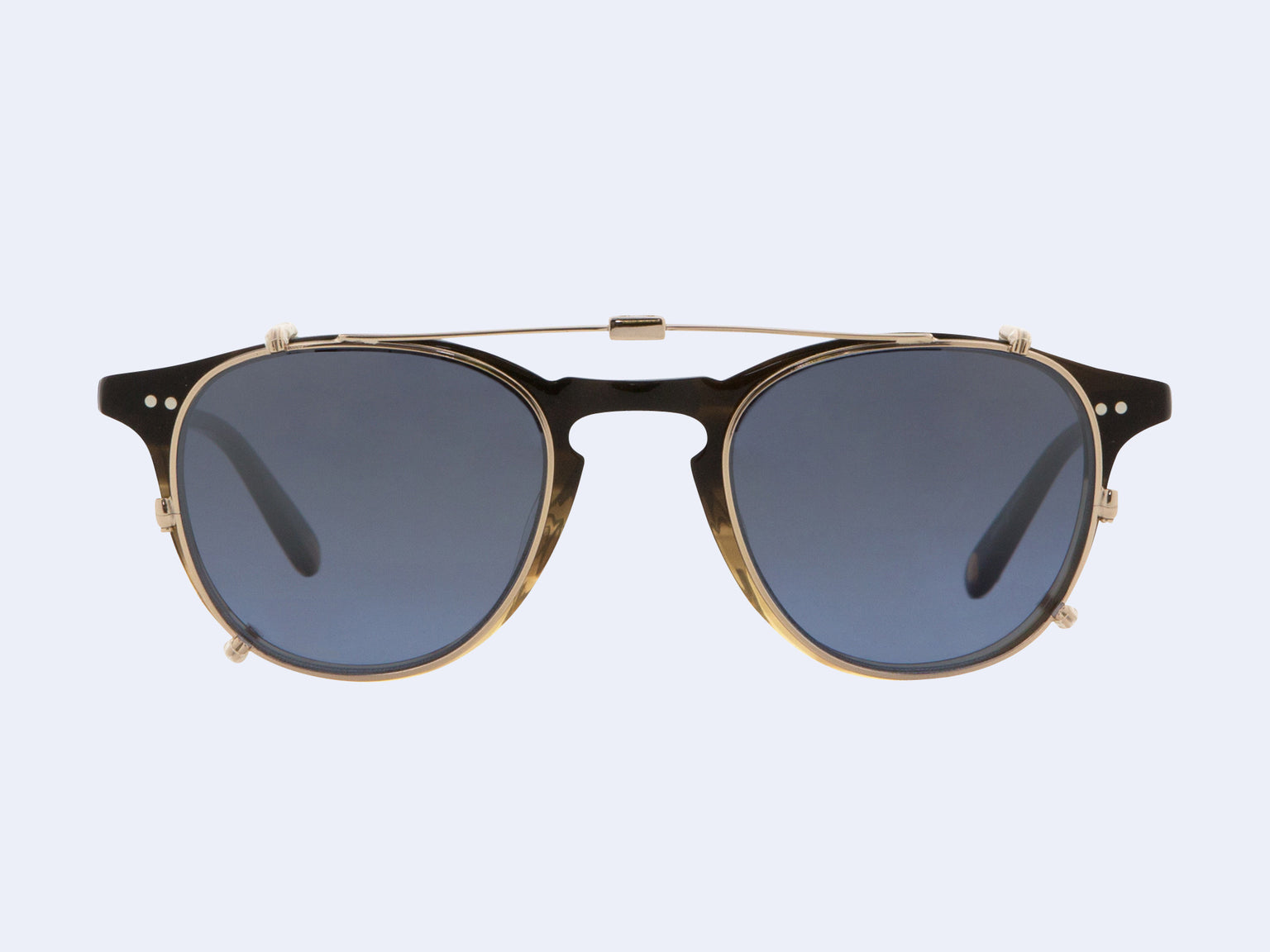 Garrett Leight Hampton Clip (Gold with Blue Shadow Mirror Lens)