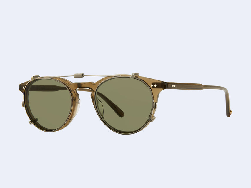 Garrett Leight Winward Clip (Brushed Silver with Green Lens)