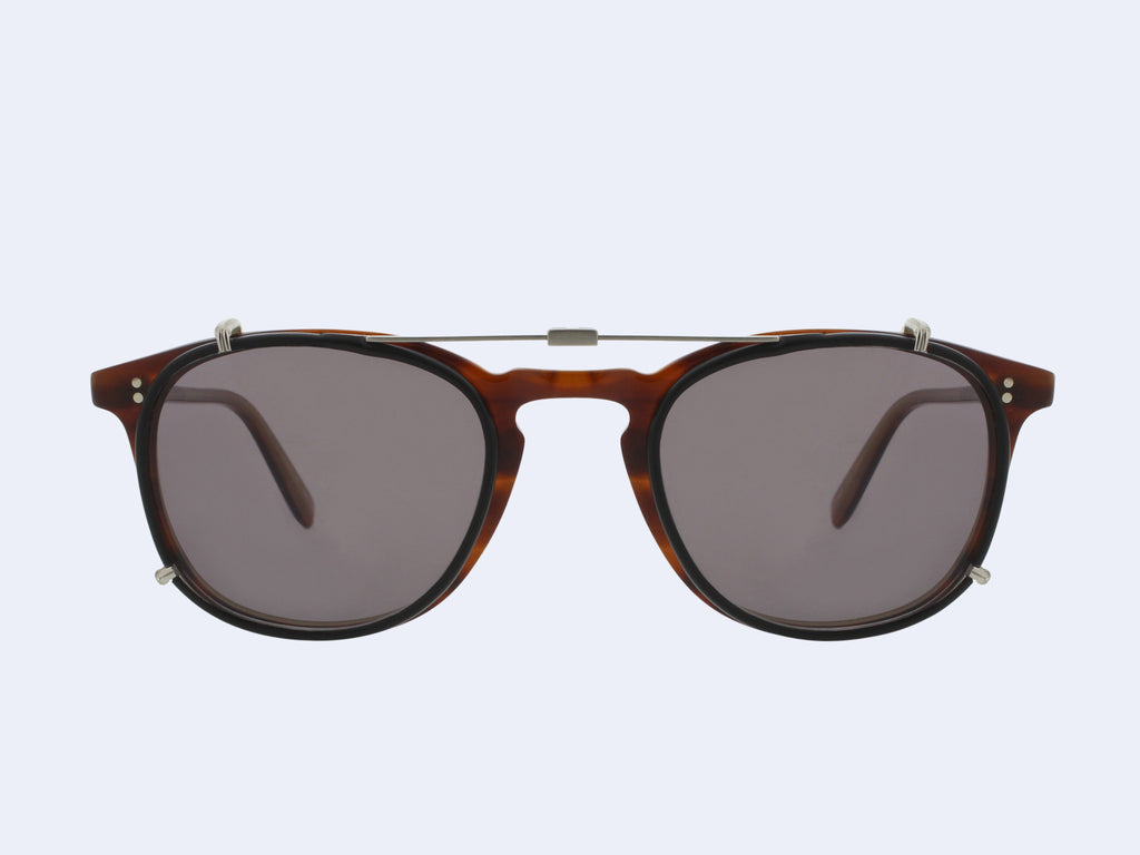 Garrett Leight Kinney Clip (Brushed Silver - Matte Black with Grey CR-39)