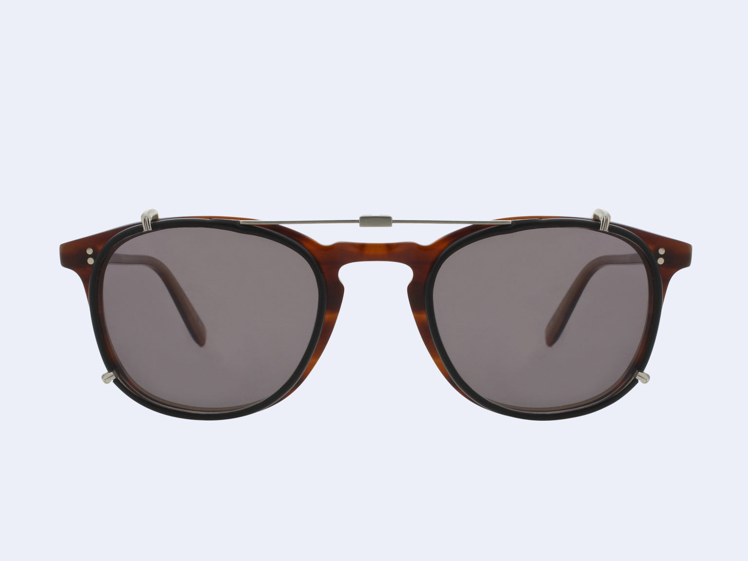 Garrett Leight Kinney Clip (Brushed Silver - Matte Black with Grey CR-39)