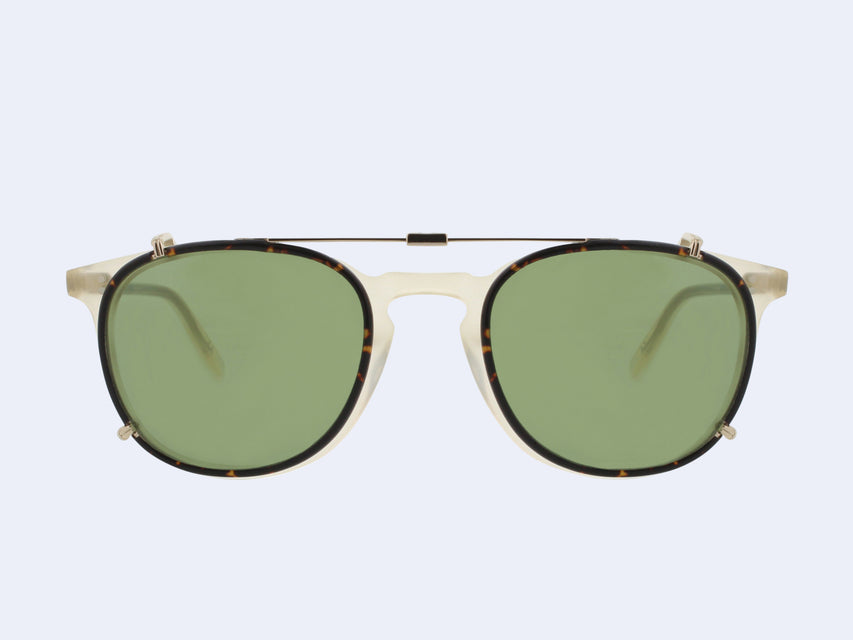 Garrett Leight Kinney Clip (Gold - Dark Golden Tortoise with Green CR-39)