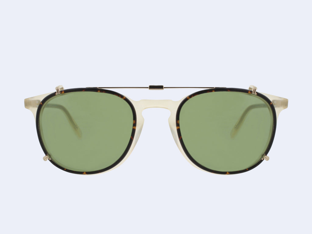 Garrett Leight Kinney Clip (Gold - Dark Golden Tortoise with Green CR-39)